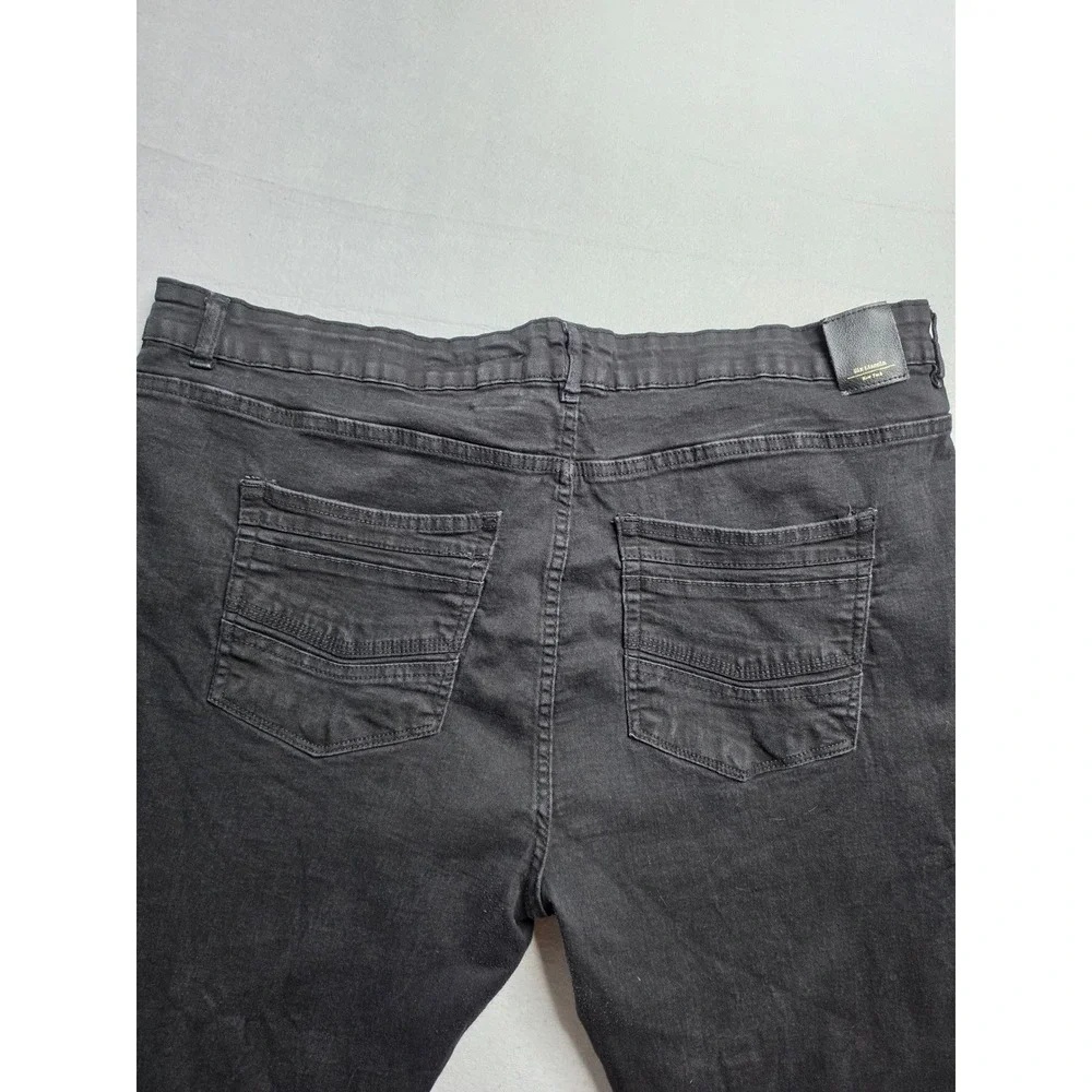 Six Lincoln New York Jeans Men's 46x30 Black Denim Stretch Slim Fit Straight Leg